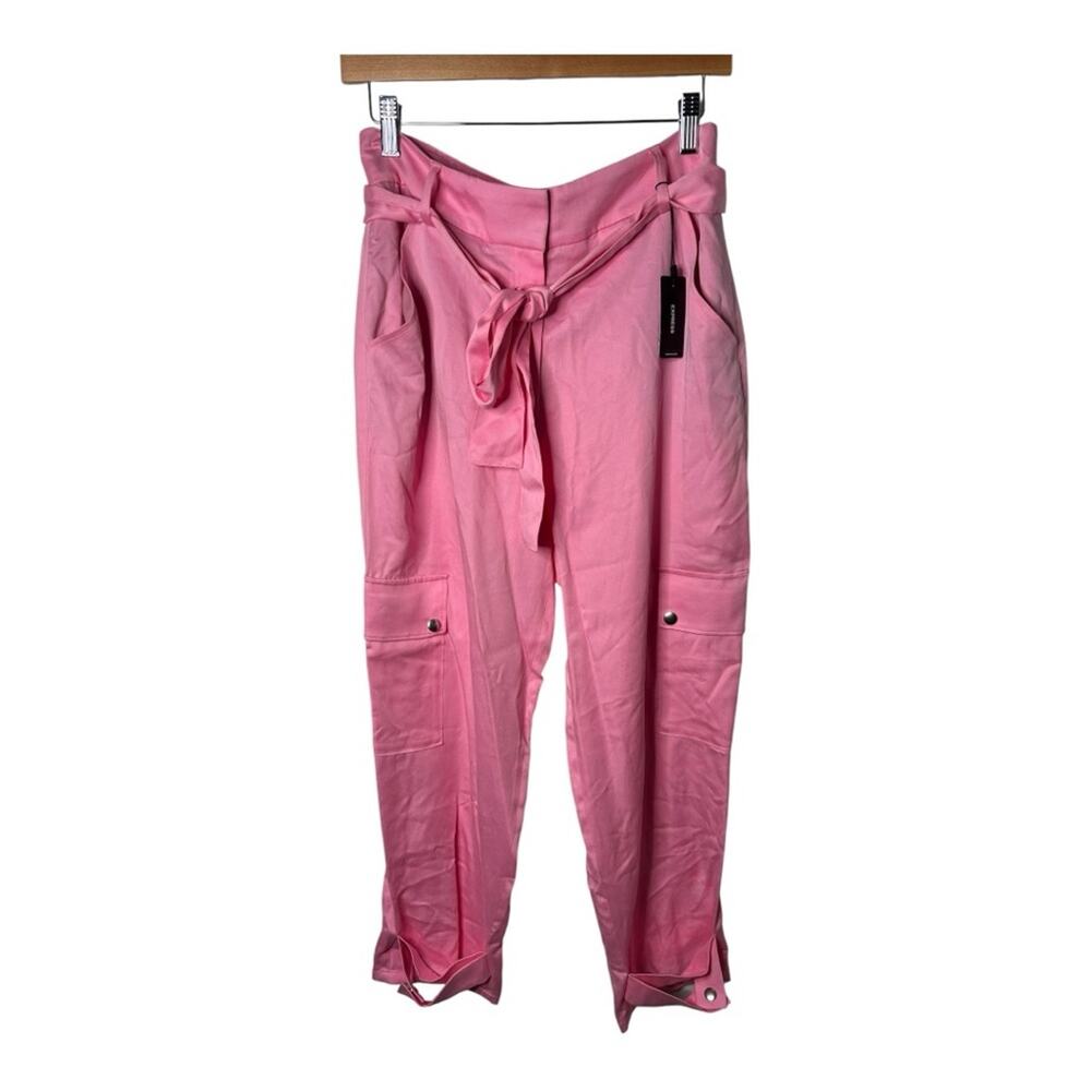 Express Pink High Waisted Belted Cargo Trousers 8